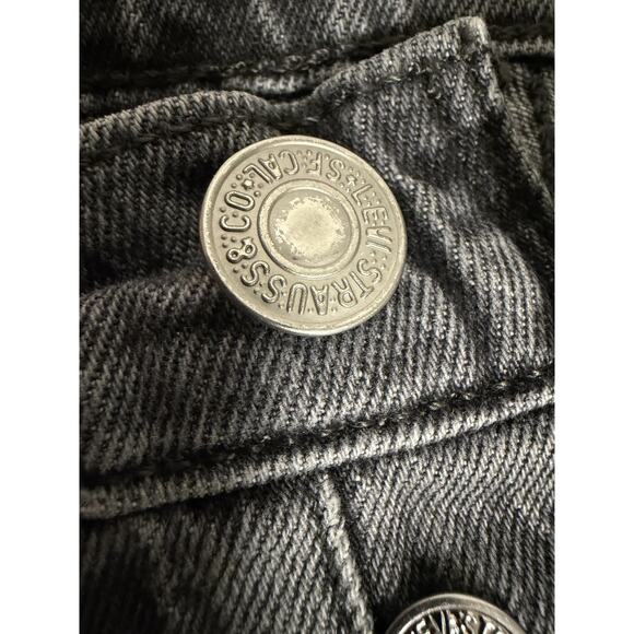 Levis 501 Jeans Mens 27x30 Black Gray Button Fly Premium Denim Straight Leg - Picture 7 of 12